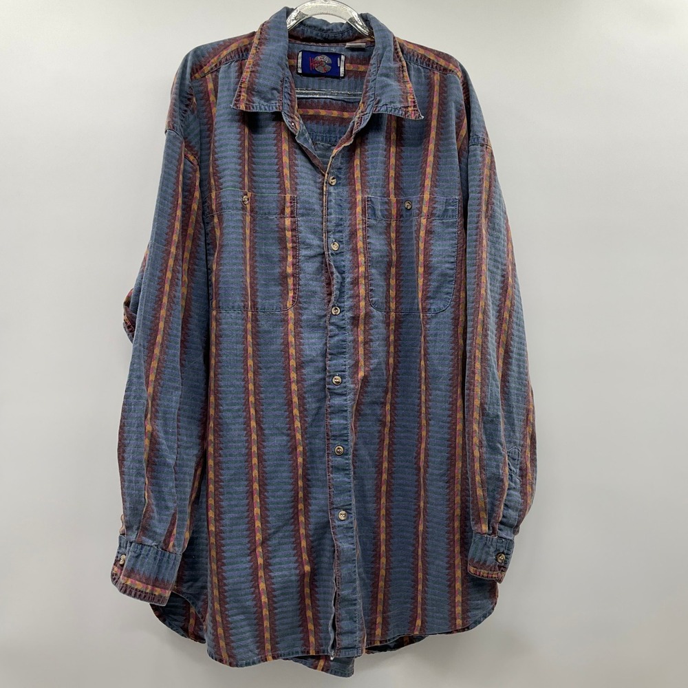 Vintage Mens XL Button Up Shirt Desert Folk Boho Southwestern Indie 90s Grunge